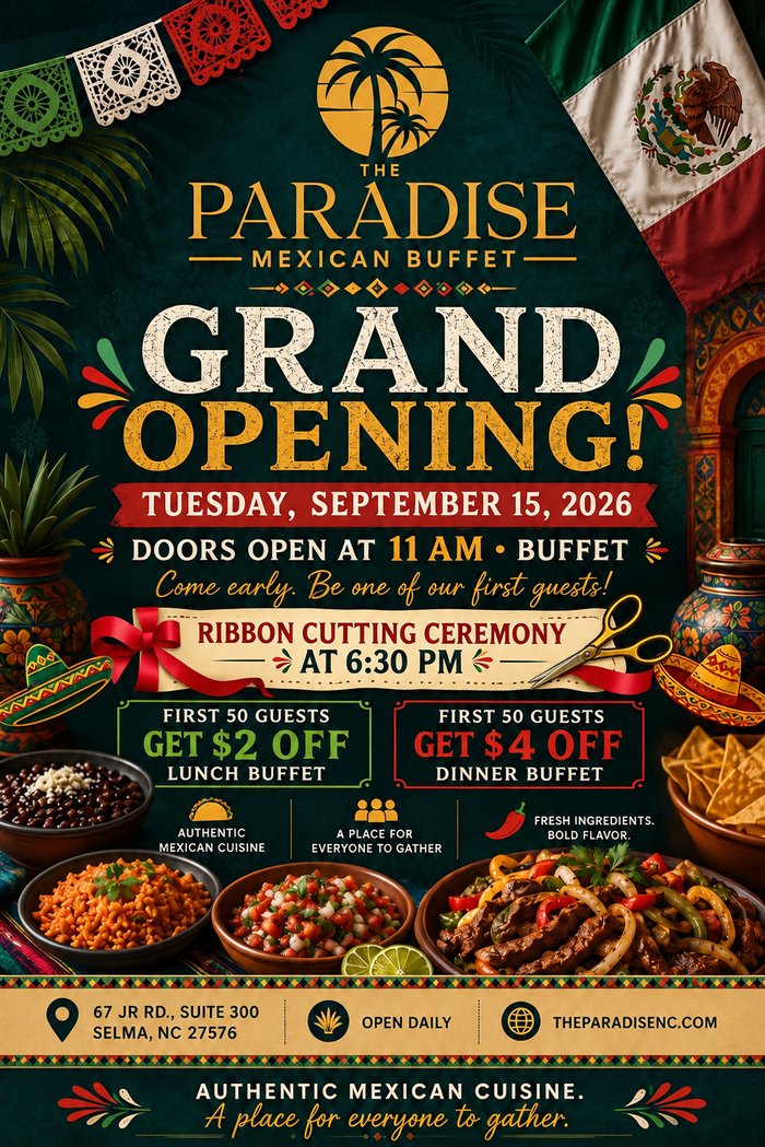 The Paradise Mexican Buffet Grand Opening - Tuesday September 15, 2026